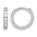 Sterling Silver Rhodium-plated 2mm CZ Hinged Hoop Earrings