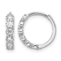 Sterling Silver Rhodium-plated Polished CZ Hinged Huggie Hoop Earrings