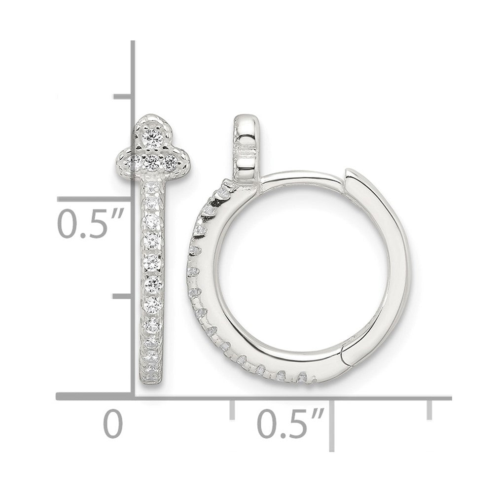 Sterling Silver E-Coating Fancy CZ Hinged Hoop Earrings