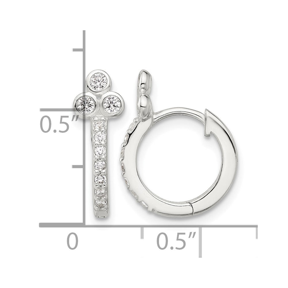 Sterling Silver E-coated CZ Hinged Hoop Earrings