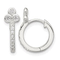 Sterling Silver E-coated CZ Hinged Hoop Earrings