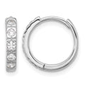 Sterling Silver Rhodium-plated CZ 2.75mm Hinged Hoop Earrings