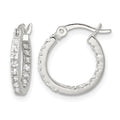 Sterling Silver Polished CZ In/Out Round Hoop Earrings