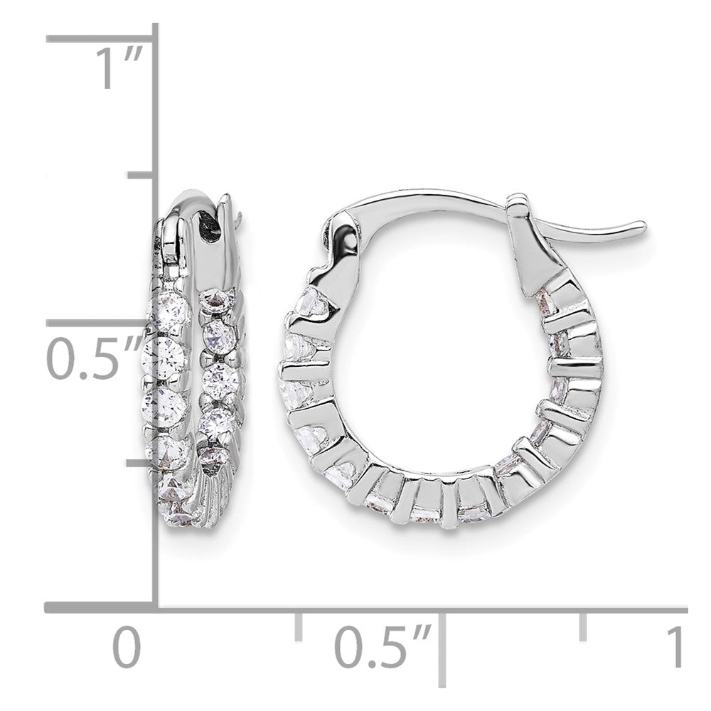 Sterling Silver Rhodium-plated 2mm CZ In/Out Hoop Earrings