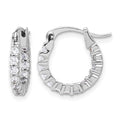 Sterling Silver Rhodium-plated 2mm CZ In/Out Hoop Earrings
