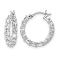 Sterling Silver Rhodium-plated In and Out CZ Hoop Earrings