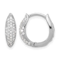 Sterling Silver Rhodium-plated Pavé CZ Hinged Huggie Hoop Earrings