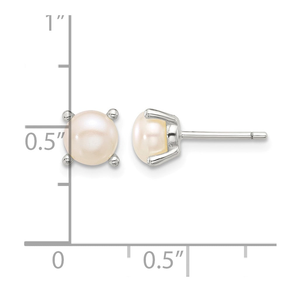Sterling Silver E-Coating 6mm FWC Pearl Post Earrings