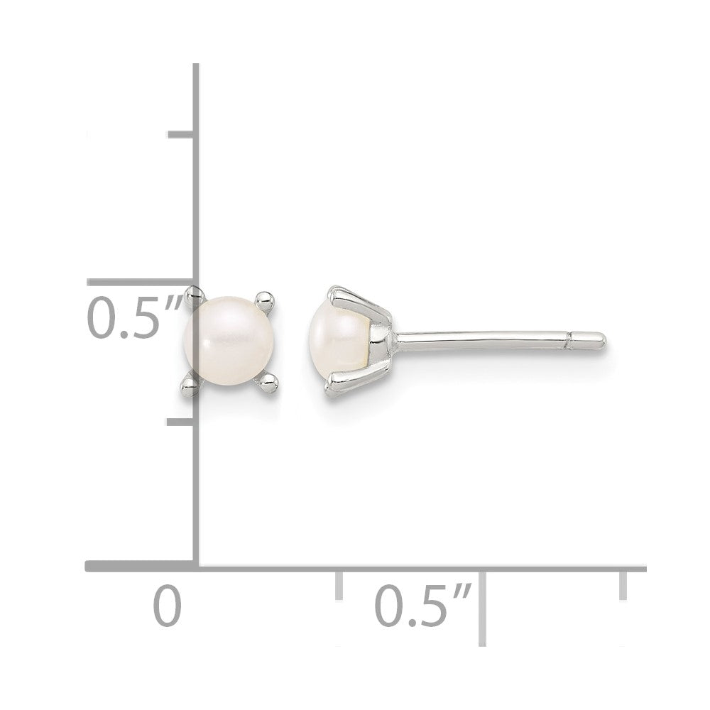 Sterling Silver E-Coating 4mm FWC Pearl Post Earrings