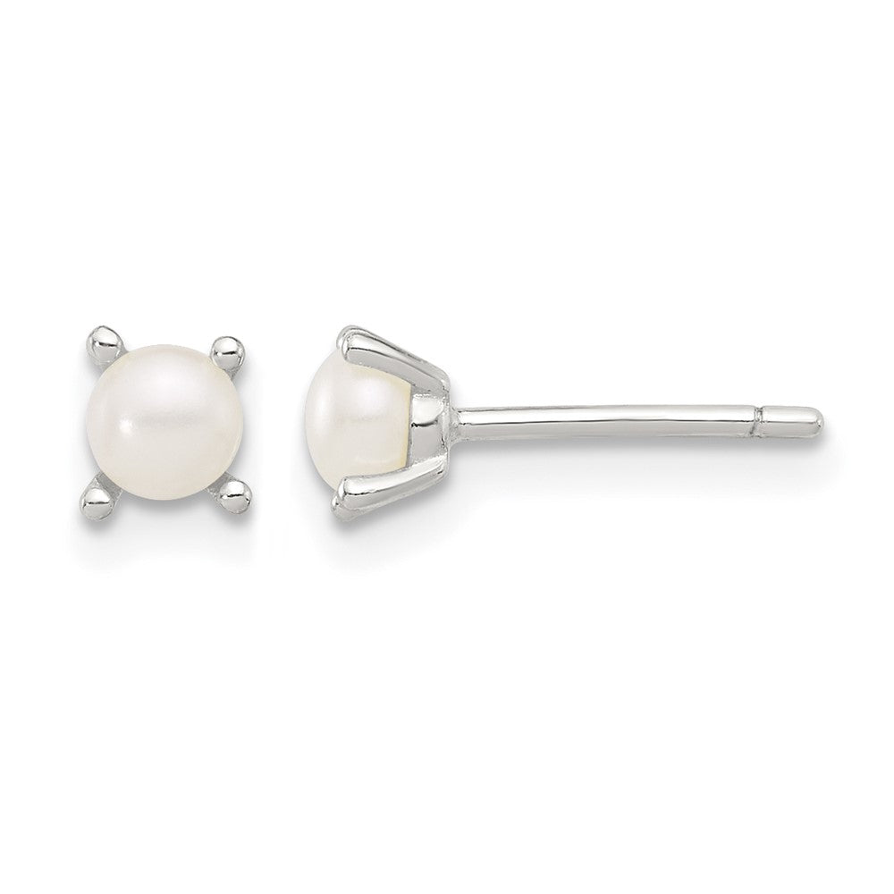 Sterling Silver E-Coating 4mm FWC Pearl Post Earrings