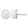 Sterling Silver Polished Freshwater Cultured Pearl Post Earrings
