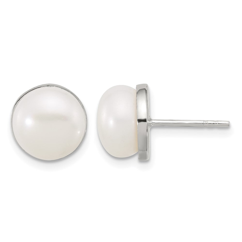 Sterling Silver Polished Freshwater Cultured Pearl Post Earrings