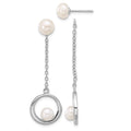 Sterling Silver Rhodium-plated 5-7mm FWC Pearl Post Dangle Earrings