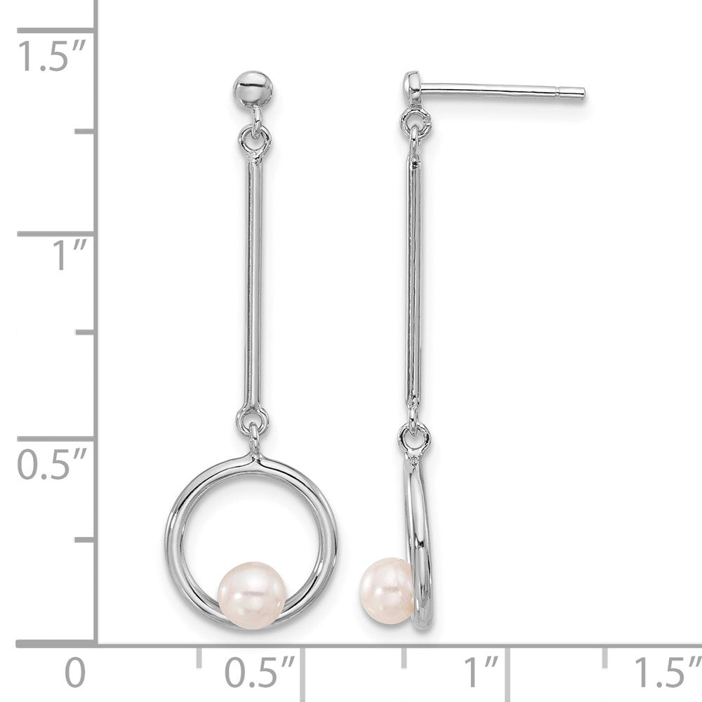 Sterling Silver Rhodium-plated 4-4.5mm FWC Pearl Dangle Earrings
