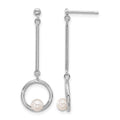 Sterling Silver Rhodium-plated 4-4.5mm FWC Pearl Dangle Earrings