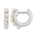 Sterling Silver Rhodium-plated 2.5-3mm FWC Pearl Hinged Hoop Earrings