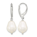 Sterling Silver Polished Teardrop FWC Pearl Leverback Dangle Earrings