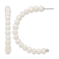Sterling Silver Rhodium-plated 5-6mm FWC Pearl Post J-Hoop Earrings
