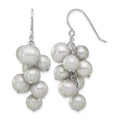 Sterling Silver Rhodium-plated 6-10mm Grey FWC Pearl Dangle Earrings