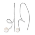 Sterling Silver RH-plated 6-7mm FWC Pearl Twisted Threader Earrings