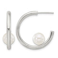 Sterling Silver Polished 8mm Synthetic Pearl Post C-Hoop Earrings