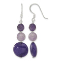 Sterling Silver Polished Amethyst and Purple Quartz Dangle Earrings