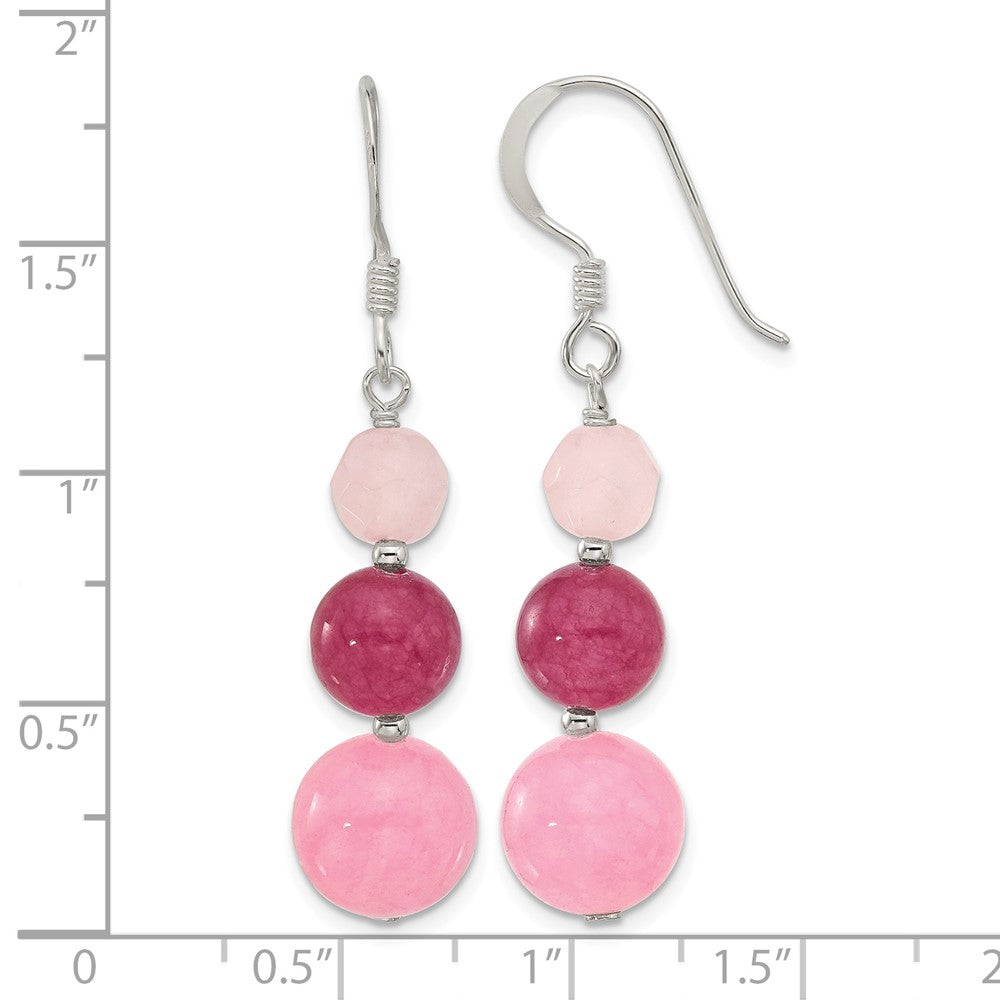 Sterling Silver Polished Pink/Rose/Strawberry Quartz Dangle Earrings