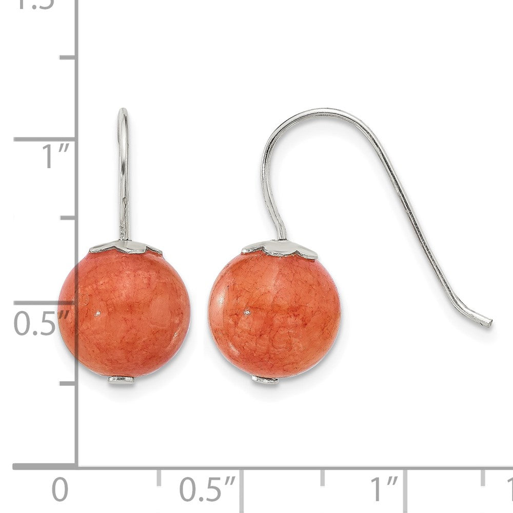 Sterling Silver Polished 10mm Orange Quartz Dangle Earrings