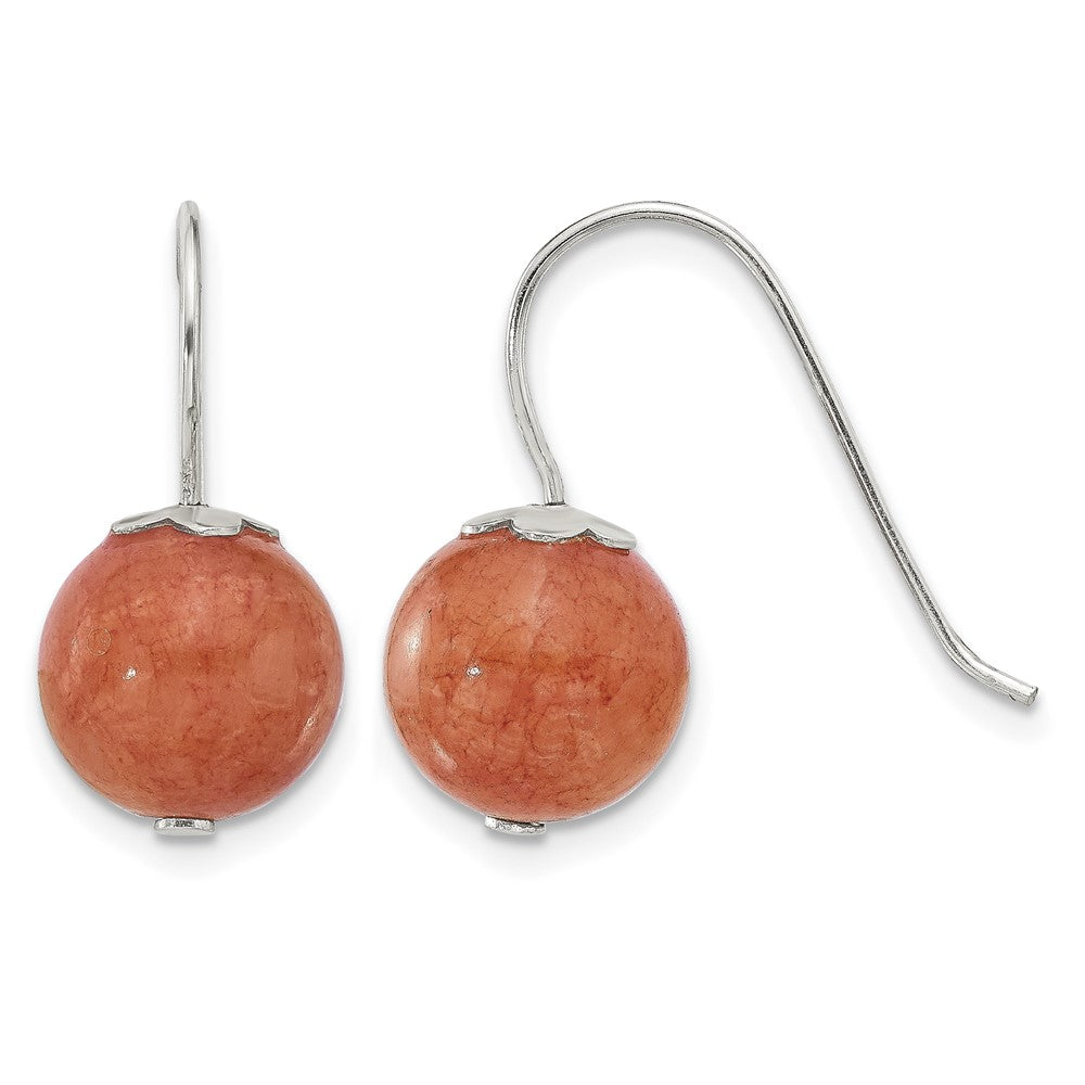 Sterling Silver Polished 10mm Orange Quartz Dangle Earrings