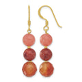 Sterling Silver Gold-plated Carnelian/Quartz/Recon. Coral Dangle Earrings