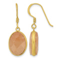 Sterling Silver Gold-plated Polished Oval Red Aventurine Dangle Earrings