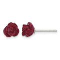 Sterling Silver Polished Red Coral Rose Post Earrings