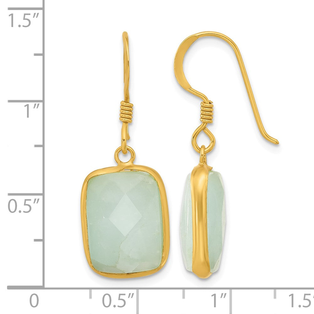 Sterling Silver Gold-plated Polished Rectangular Amazonite Dangle Earrings