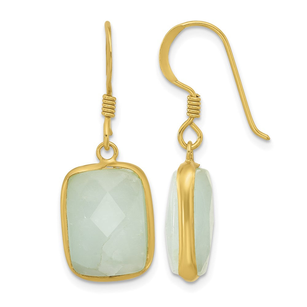 Sterling Silver Gold-plated Polished Rectangular Amazonite Dangle Earrings
