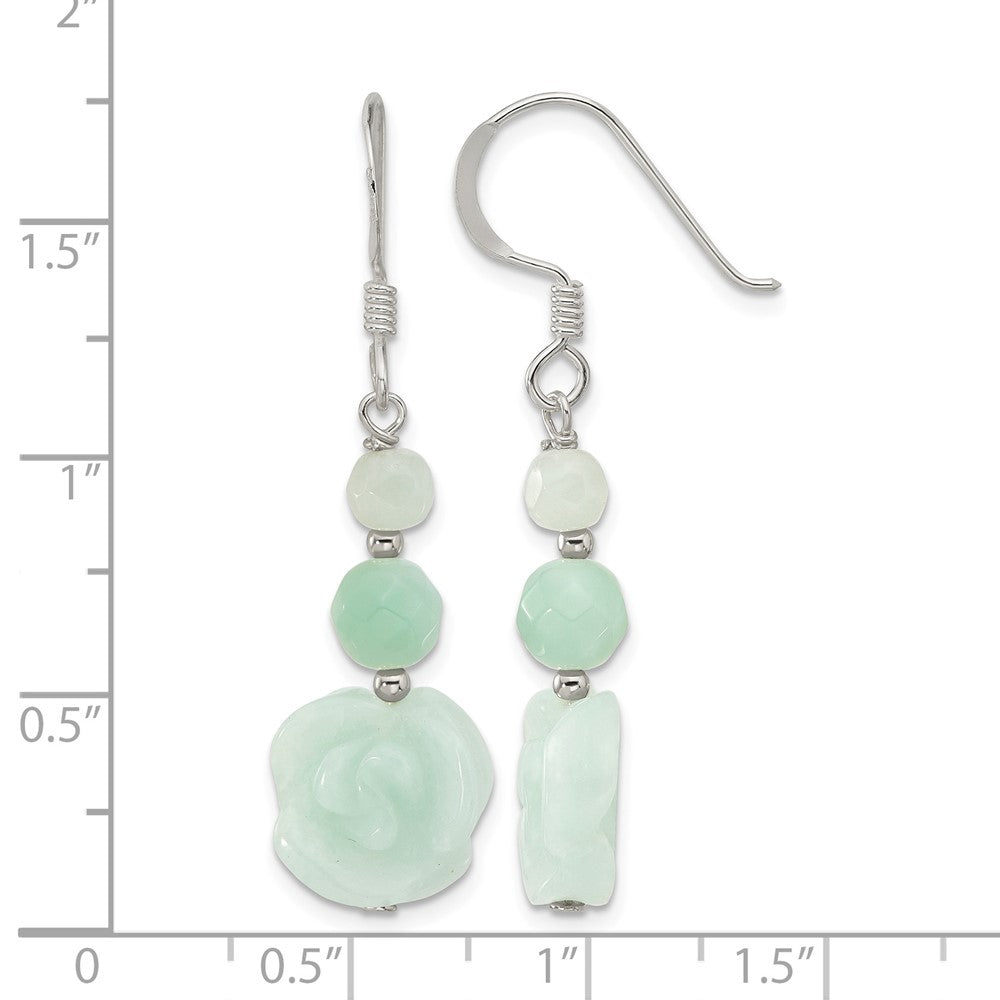 Sterling Silver Polished Amazonite Beads & Rose Dangle Earrings