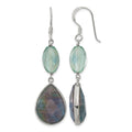 Sterling Silver Polished Fluorite & Labradorite Teardrop Dangle Earrings