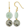 Sterling Silver Gold-plated Polished Amazonite/Kiwi Jasper Dangle Earrings