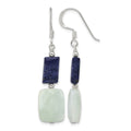Sterling Silver Polished Rectangular Amazonite & Lapis Dangle Earrings