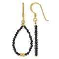 Sterling Silver Gold-plated Polished Black Spinel Teardrop Dangle Earrings