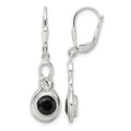 Sterling Silver Polished Onyx Knot Leverback Dangle Earrings