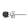 Sterling Silver Rhodium-plated Polished Black Spinel Bezel Stud Earrings
