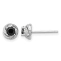 Sterling Silver Rhodium-plated Black Spinel & White Zircon Post Earrings