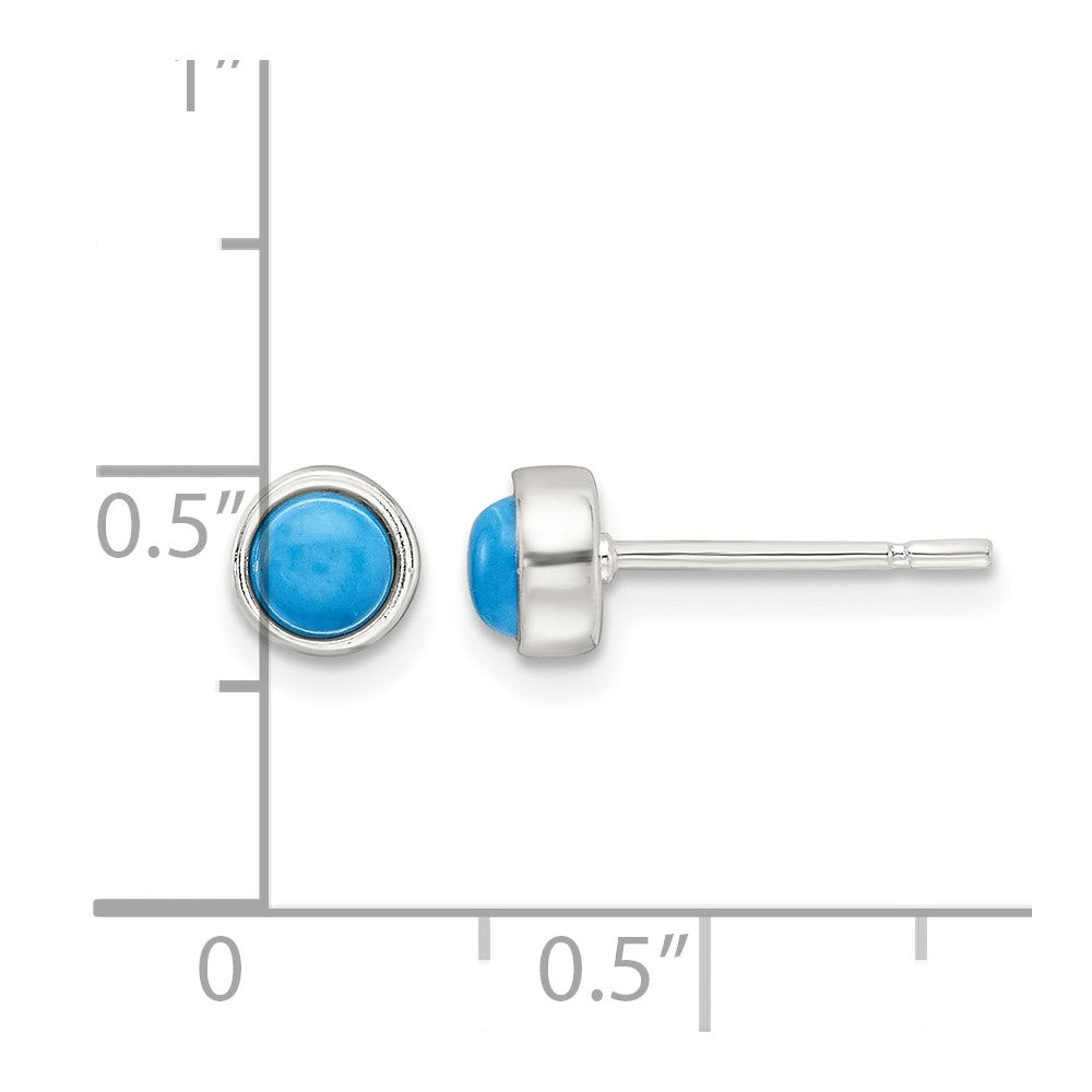Sterling Silver Polished Turquoise Bezel Stud Earrings
