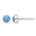 Sterling Silver Polished Turquoise Bezel Stud Earrings