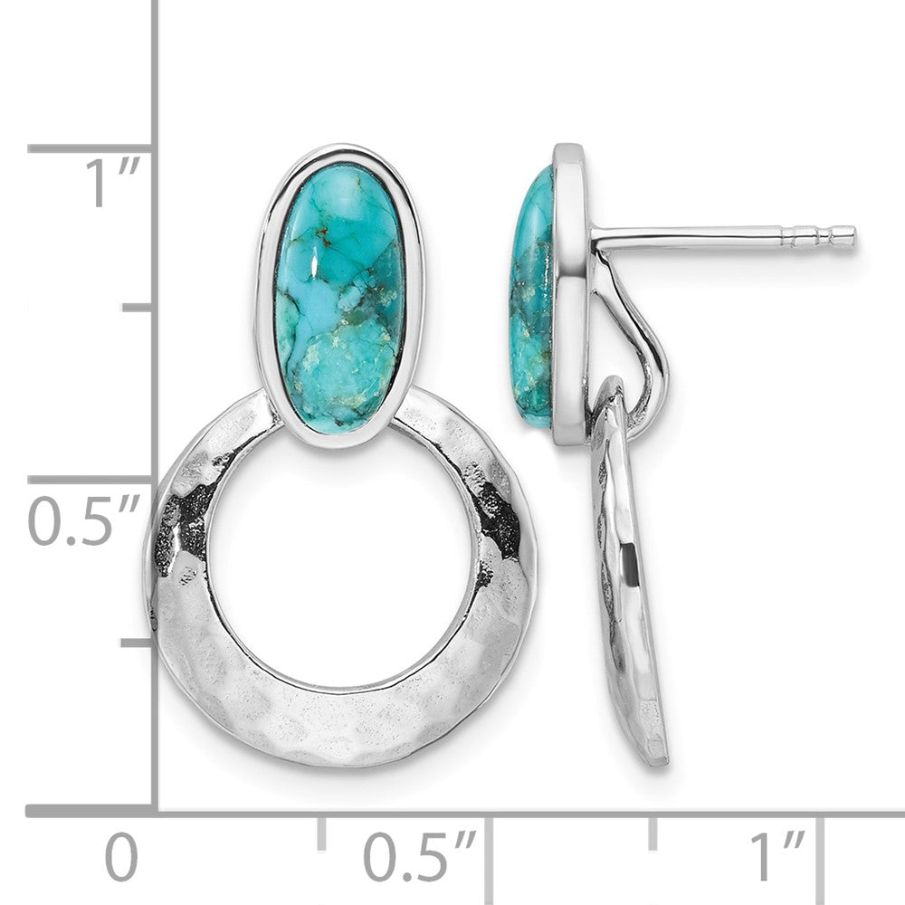 Sterling Silver Rhodium-plated Recon. Turquoise Post Dangle Earrings