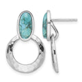 Sterling Silver Rhodium-plated Recon. Turquoise Post Dangle Earrings