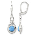 Sterling Silver Polished Turquoise Knot Leverback Dangle Earrings