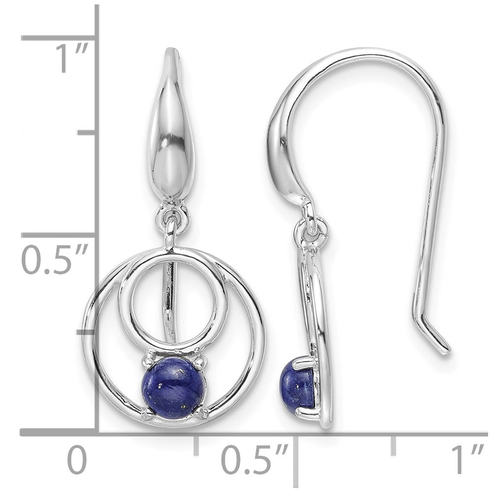Sterling Silver Rhodium-plated Polished Lapis Circles Dangle Earrings