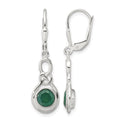 Sterling Silver Polished Green Onyx Knot Leverback Dangle Earrings