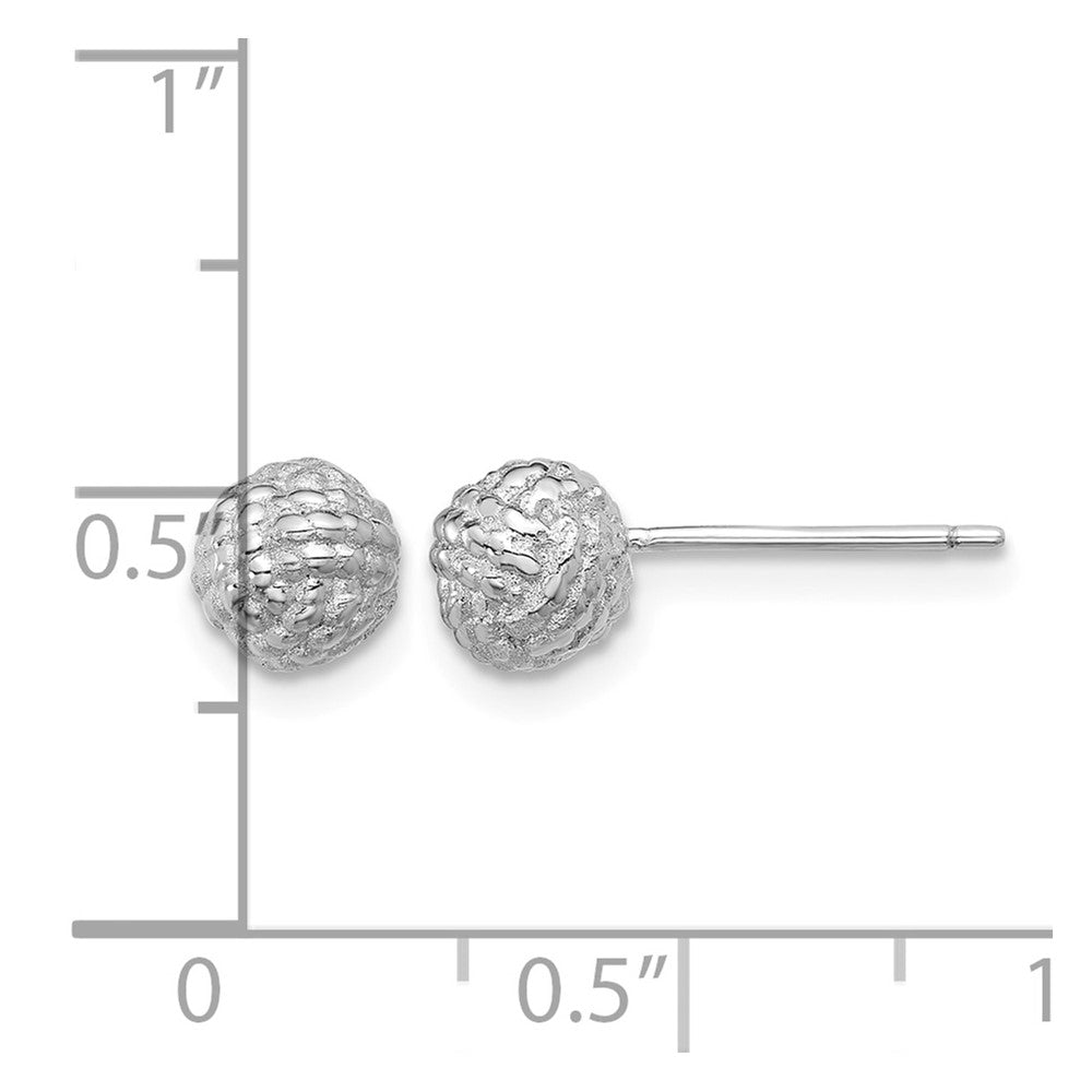 Sterling Silver Rh-plated Polished / Textured 6mm Love Knot Post Earrings